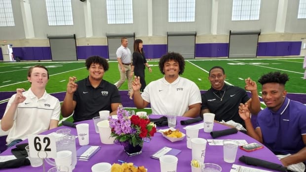 TCU Football players at 2022 TCU FCA Night of Champions Banquet